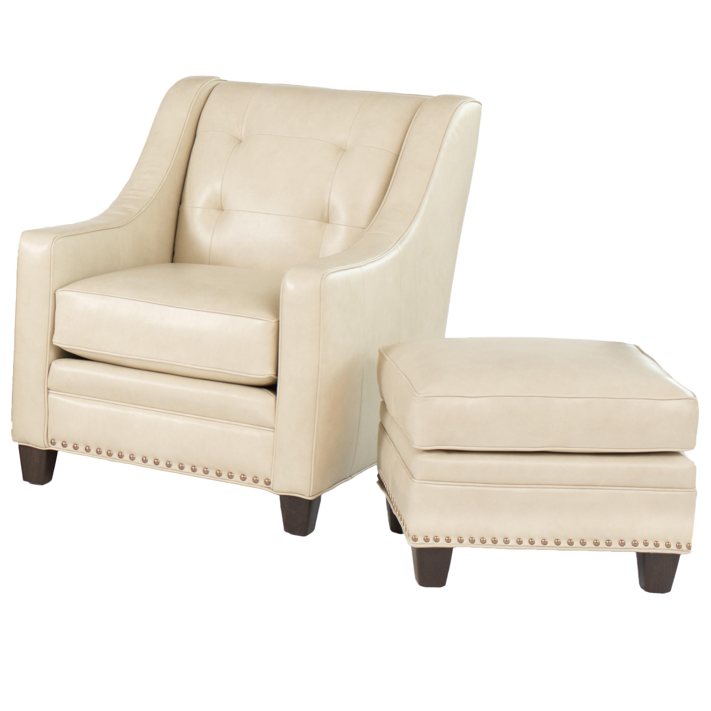 Smith Brothers 203L Transitional Chair and Ottoman Set with Nailhead